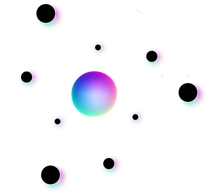 FOMO dot in the center surrounded by rings with orbiting dots